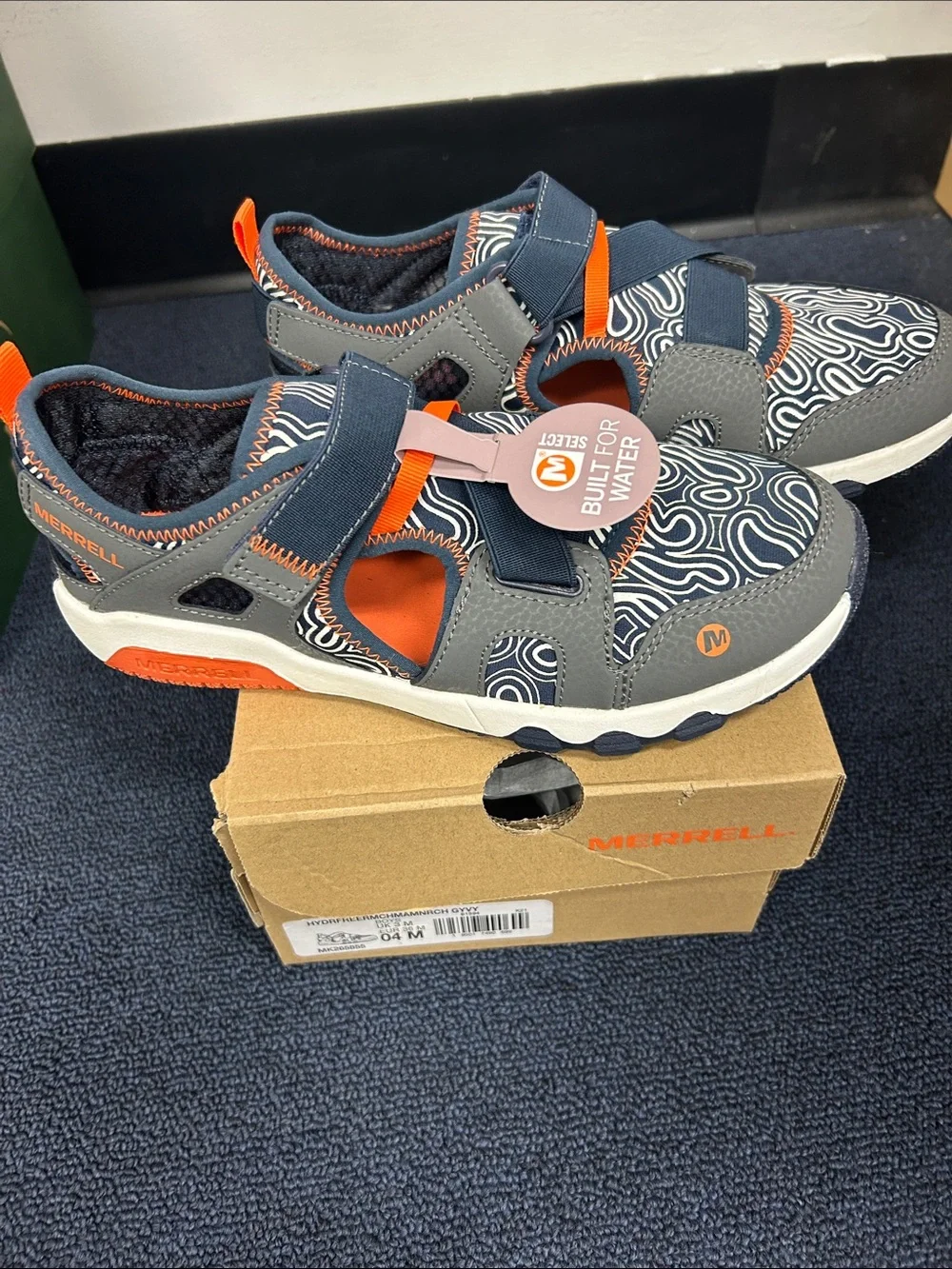 Merrell Kids hydro  Navy and Orange Water-Ready Sandals